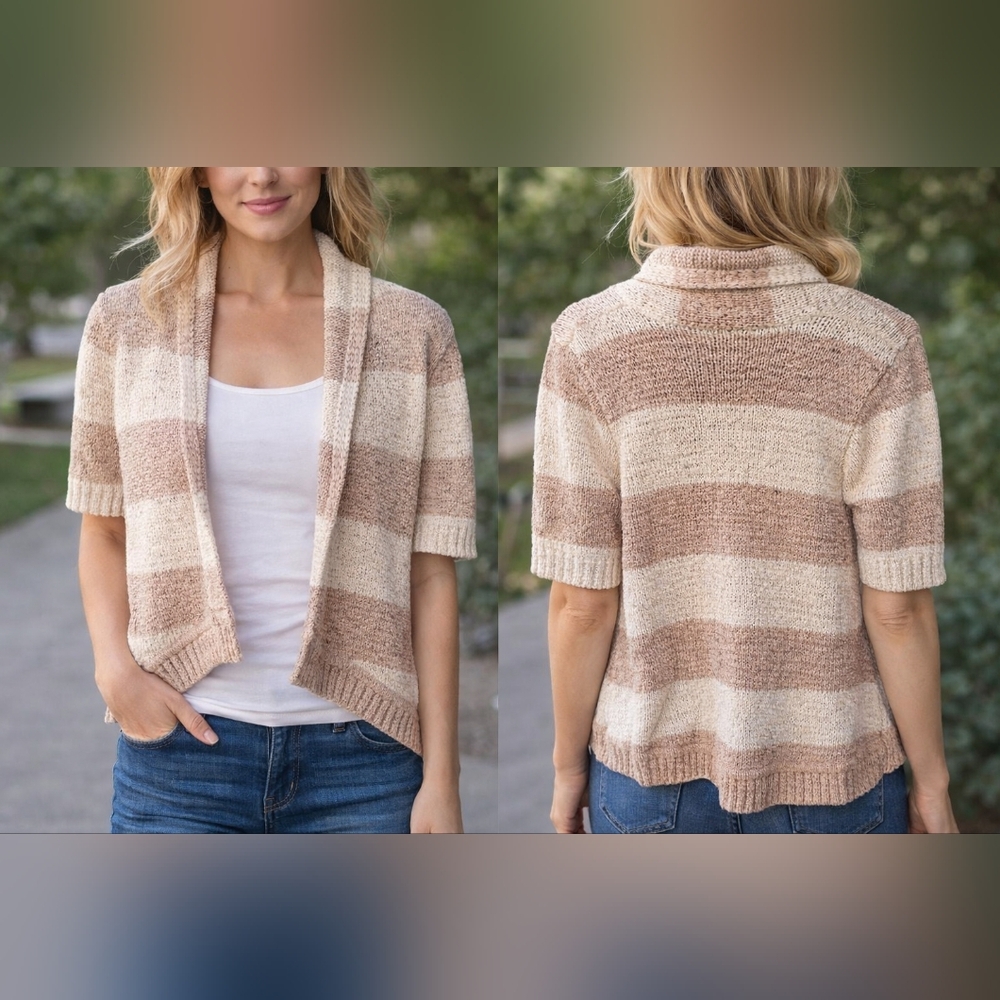 Striped Beige and‎ Cream Women's Sweater